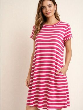 Emerald Striped Button‑Back Dress –  sz Sm, NWOT